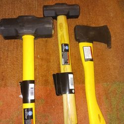 One And A Half Pound Hatchet 4 Lb Hickory Handle Hammer 10 Lb Sledge Hammer