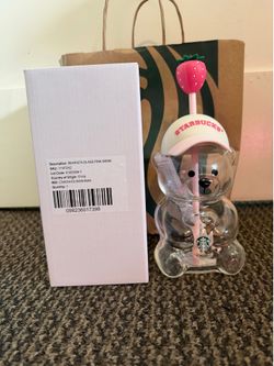 Starbucks ‘ Bear cup’ BEARISTA GLASS PINK DRINK