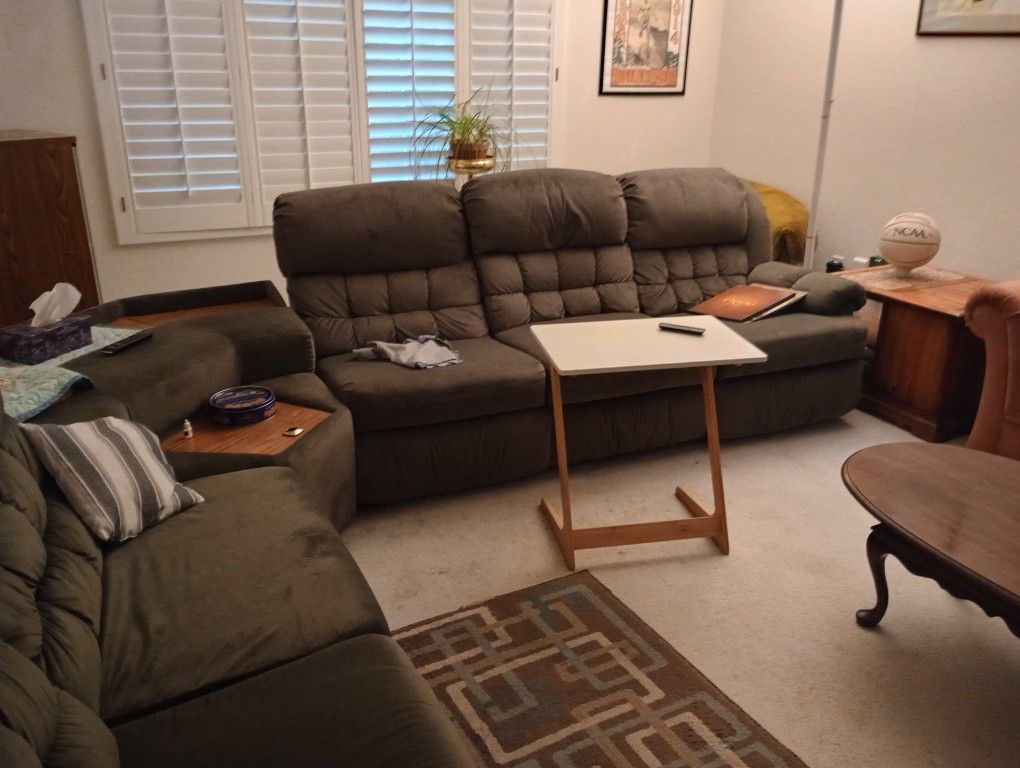 Sofa With 2 Recliners And A Fold Out Bed.  Includes 2 End Tables 