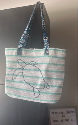Vera Bradley Woven Turtle Tote Bag and Matching Wristlet