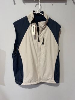Reversible Zip-Up Vest Navy and Cream