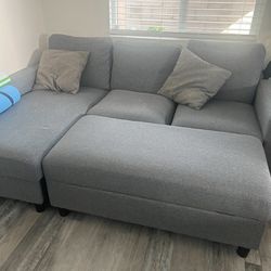 Honbay Reversible Couch With Ottoman L-Shaped Sofa