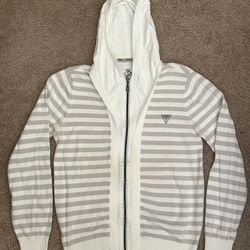 GUESS Sweatshirt Hoodie Zipper Stripe Pullover M