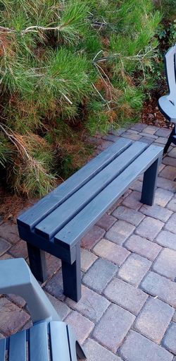 🌱Solid Wood Bench ::: 17"H X 40"W X 12"D (3 Planks) ::: Graphic Charcoal