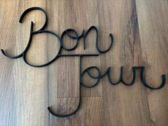 Handmade Wrought Iron Wall Decor - Bonjour