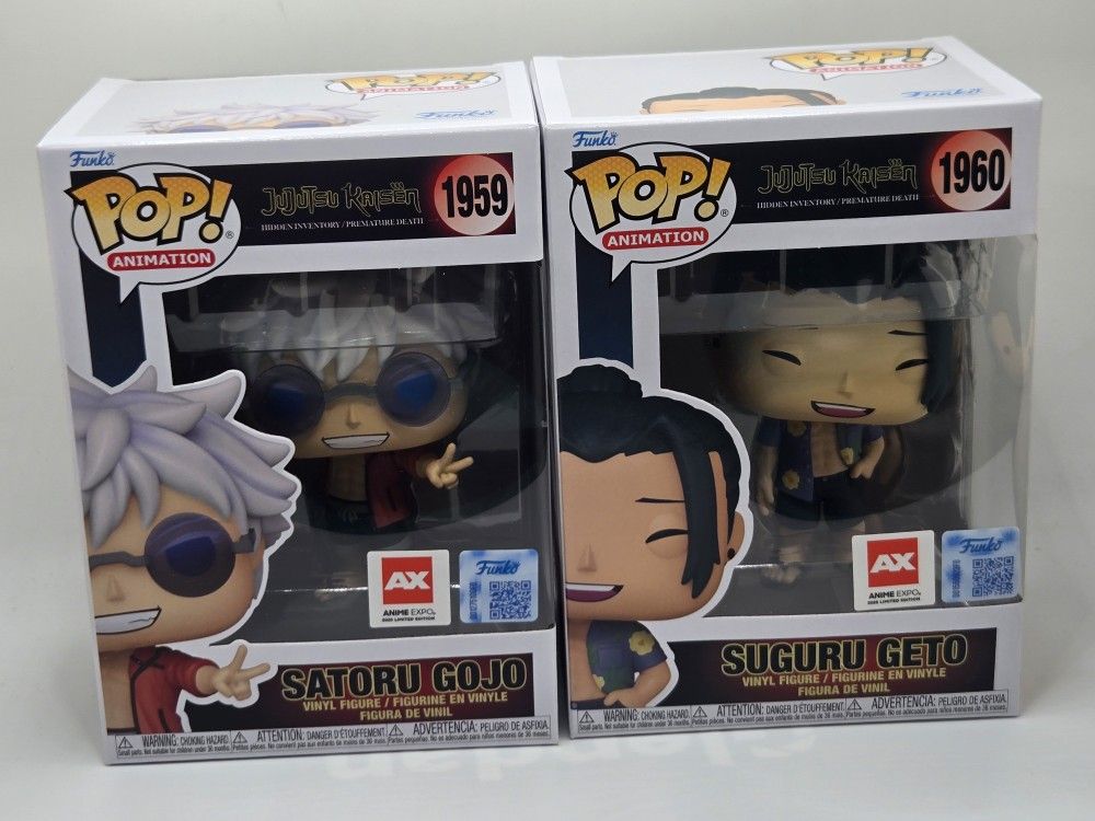 Funko Pop Jujutsu Kaisen Set Satoru Gojo /Suguro Geto Anime Expo Con Sticker