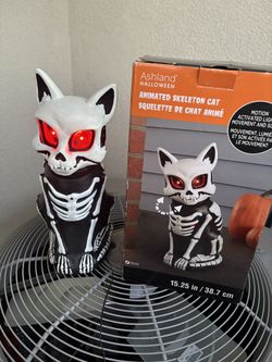 NEW Motion Activated 15.25” Animated Halloween Skeleton Cat