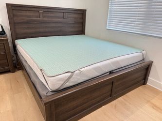 Dark Wood King Platform Bed Frame