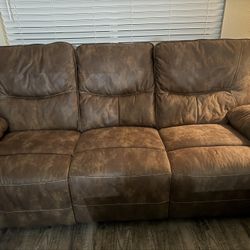 leather couch 2 ends recline 