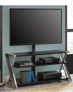 Glass TV Stand With 180 Swivel Mount