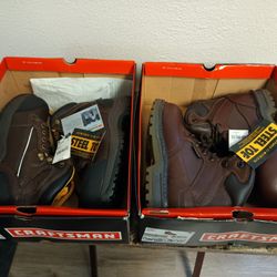 2-BRAND NEW PAIRS SIZE 7 CRAFTSMAN STEEL TOE BOOTS 