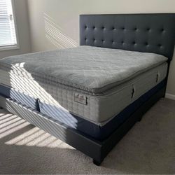 Brand New Grey Upholstery King And Queen Size Tufted Bed Frames 