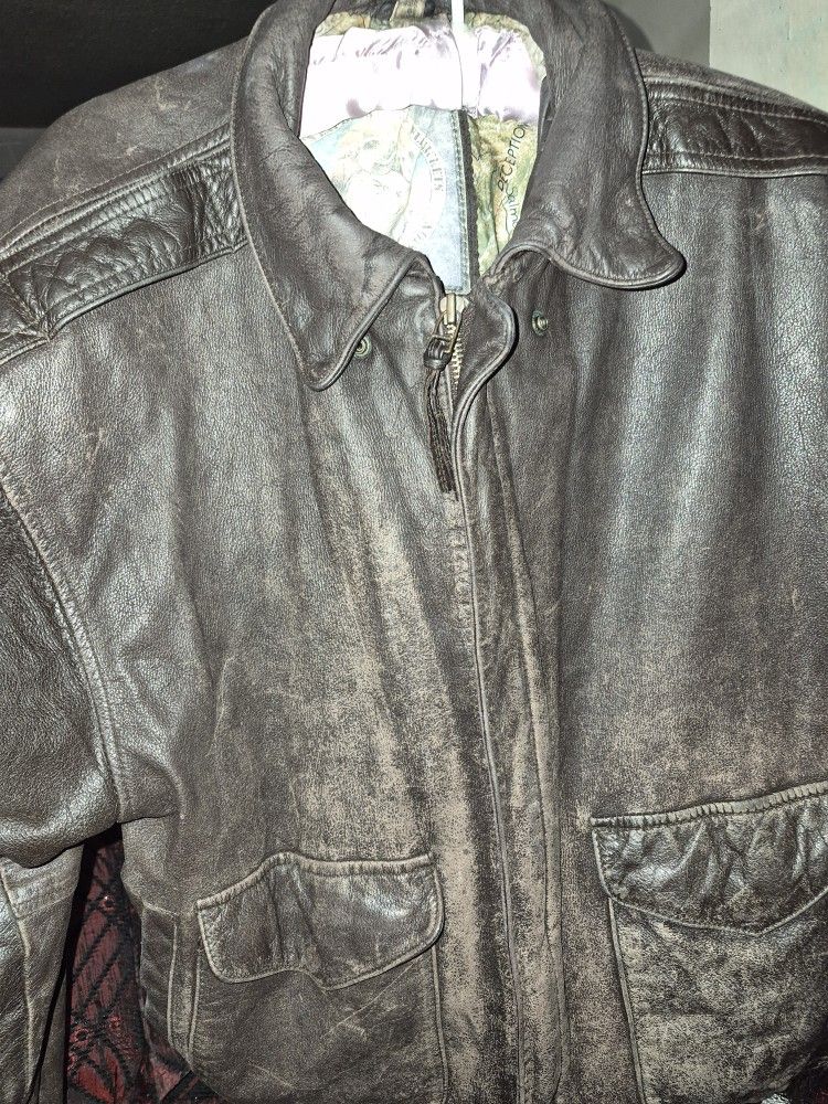 Brown Leather Jacket $50