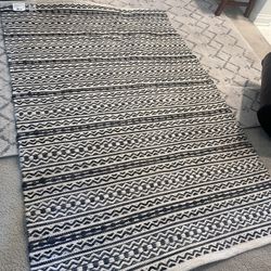 Threshold 4'x6' Washable Norwalk Stripe Accent Rug Black/White