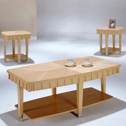 Neue Mills Maple Finish Living Room Coffee End Table Set 3pc