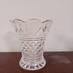 Vintage Crystal Vase Cut Glass Pineapple & Fan Pattern / 5" tall

