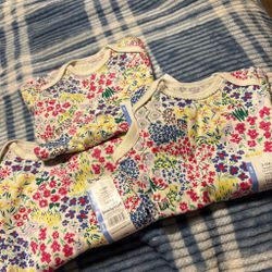 Baby Long Sleeve Bodysuits 3-6M Floral 3-Pack