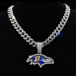 Baltimore Ravens Silver Colored Bling Necklace 