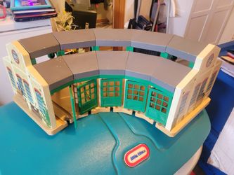Toy box,Train tracks, roundhouse,  train wash and more
