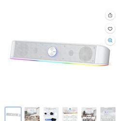 GS560 RGB Desktop Soundbar, 2.0 Computer Speaker with Dynamic Lighting Bar Audio-Light Sync/Display, Touch-Control Backlit with Volume Knob, USB w/ 3.