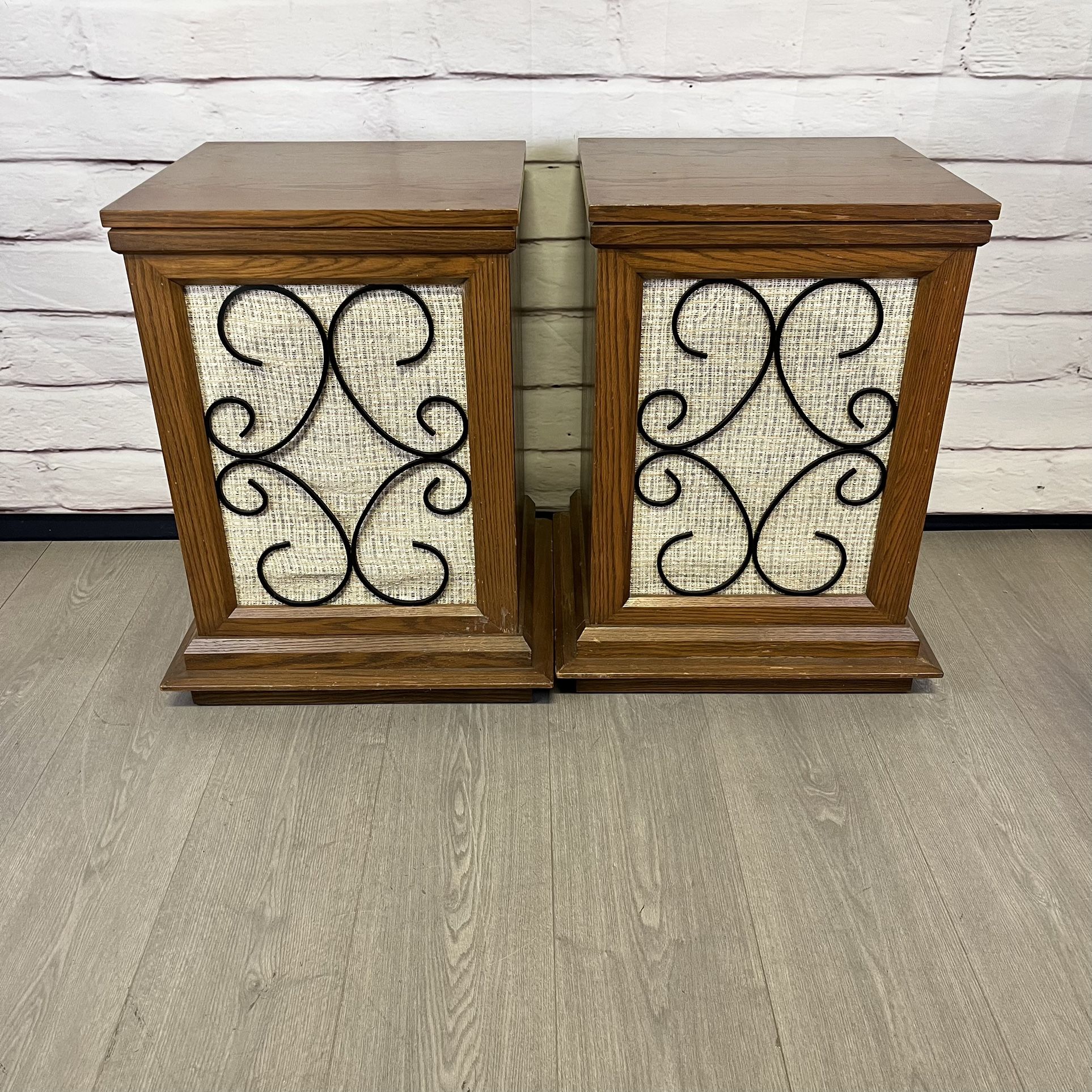 Vintage MCM Side Tables Speaker Covers 2pc