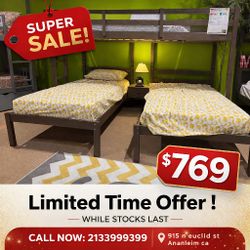 solid wood triple twin size bunk bed // mattress sold separately 