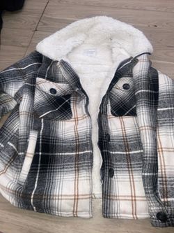 Plaid Flannel Shacket with Sherpa Lining $10