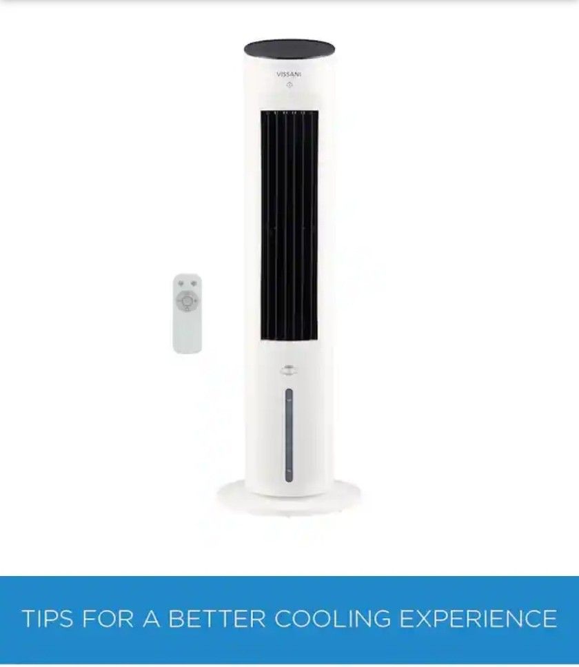 1 Gal. 210 CFM 3-Speed Digital Tower Portable Evaporative Cooler with Remote Control Up to 215 sq. ft.