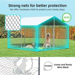 Outdoor Dog Kennel with Waterproof Cover,UV-Resistant Roof and Secure Locking Mechanism for Large Dogs,Durable Metal Enclosure.  78X78x64inch   $140