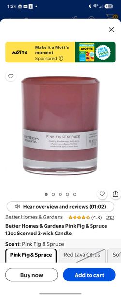 Better home and gardens candles pink fig and spruce 11.9oz
