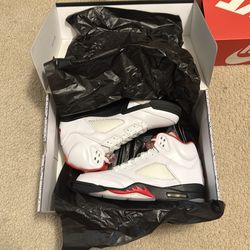 Air Jordan 5 White/Fire Red size 8.5