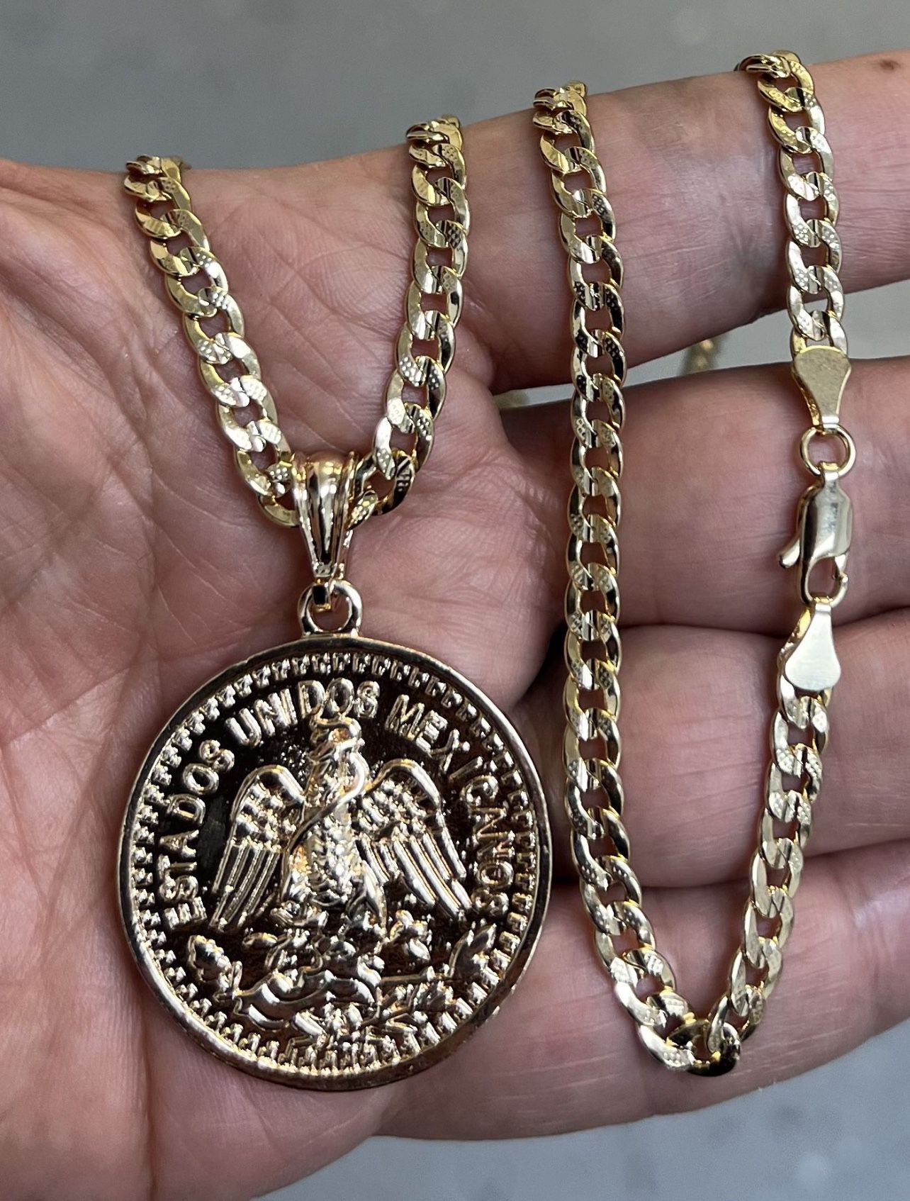 14k premium gold plated Saint Michael pendant and necklace