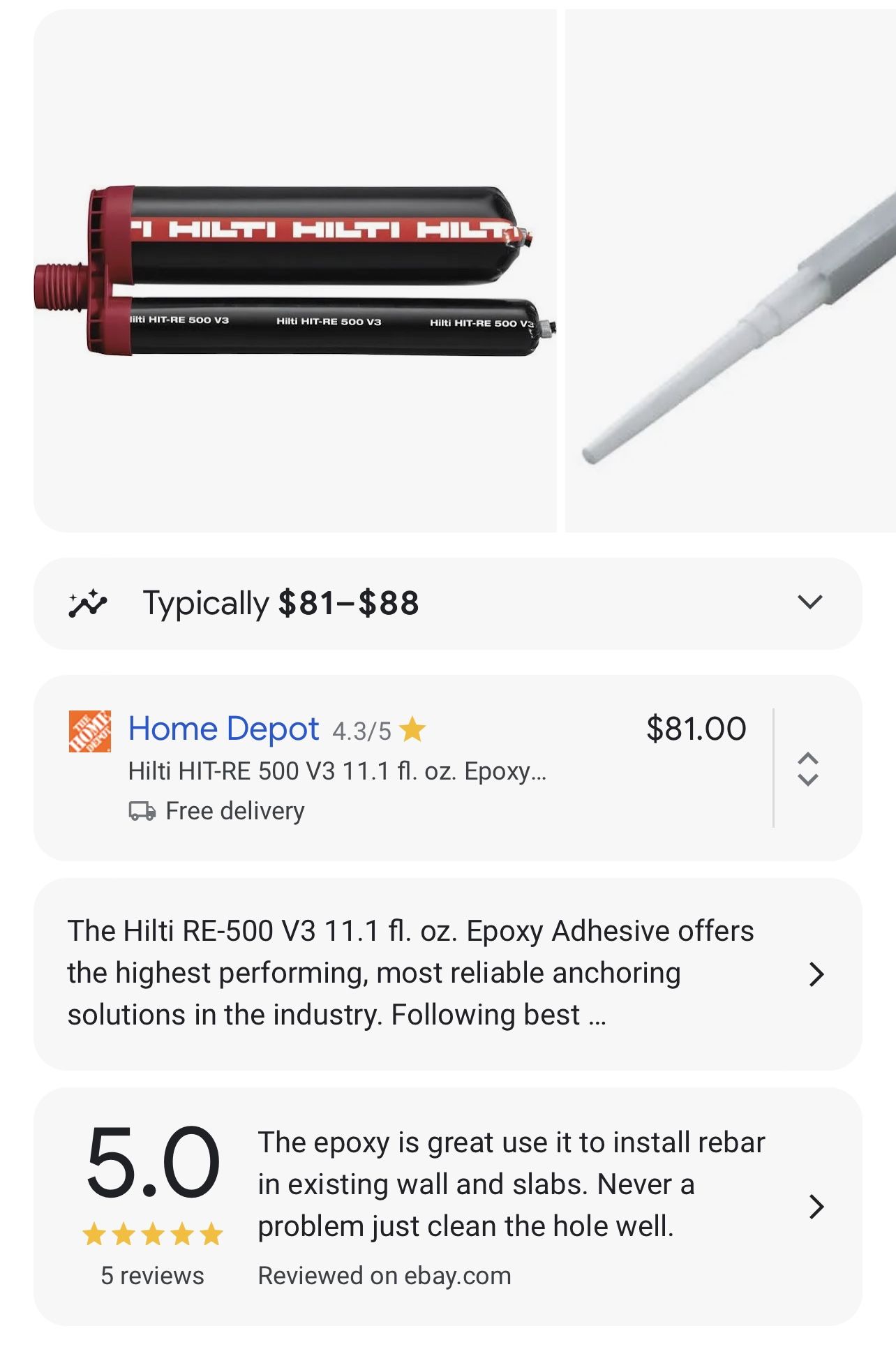 Hilti HIT-RE 500 V3 Epoxy Adhesive Glue Anchoring Construction general