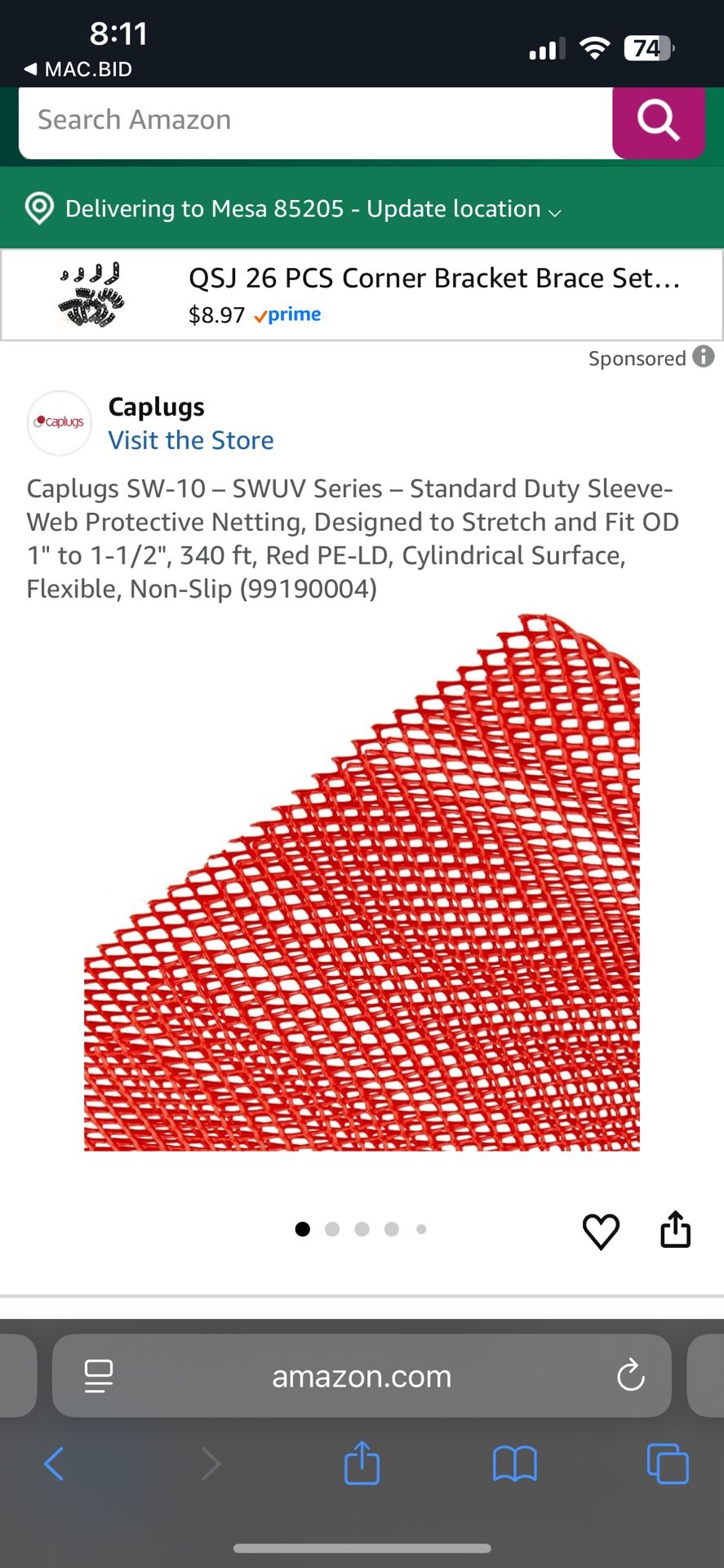 Caplugs Standard Duty Sleeve-Web Protective Netting