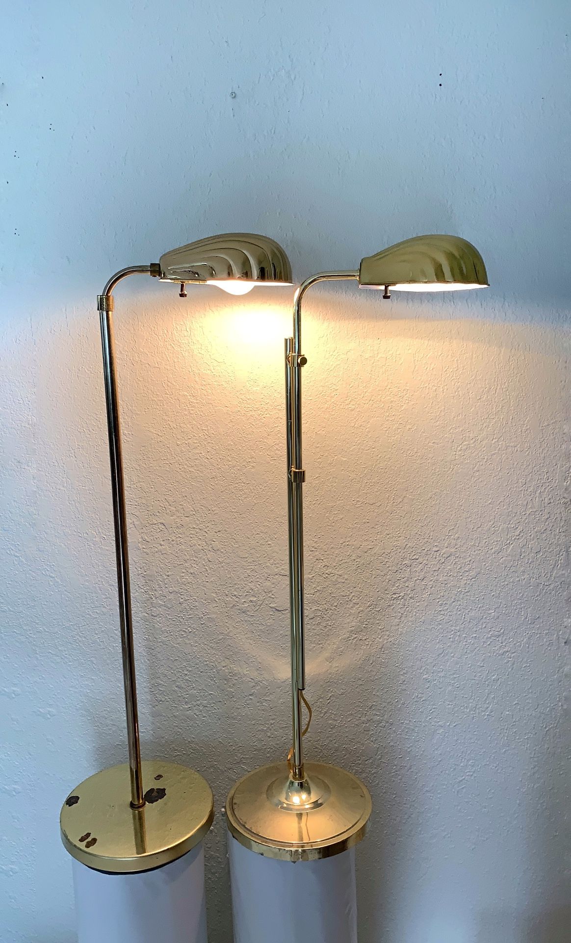 MCM Brass Shell Adjustable Floor Lamp // only one left