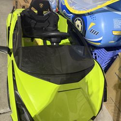 INFANS 12V Licensed Lamborghini Sian Kids Ride On Car with Parent Remote Control, Spring Suspension, Electric Toy Roadster Carbon Fiber Te