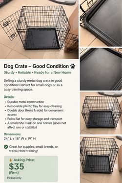 Black Wire Dog Crate with Tray