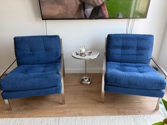 2 Z Gallerie chairs, side table and 3 decorative pillows