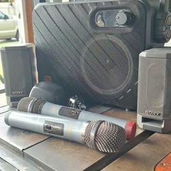 VEGUE BLUETOOTH RADIO WIHT 2 SONY SPEAKERS AND TWO MICROPHONE