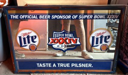 Miller lite Super Bowl 34 Distressed Mirror