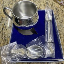 Baby Pewter Cup And Spoons Set 