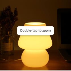 BSOD Mushroom Lamp,Glass Table Bedside Lamps Translucent Murano Vintage Style Striped Small Night Mushroom Decor Light Swirl for Ambient,Kids,Bedroom,