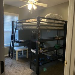 Bunk bed with Desk And Shelves 