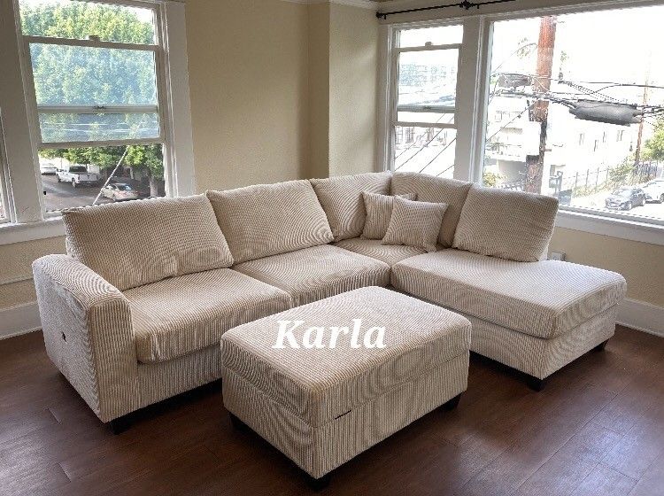 3-Pc Sectional Sofa Ottoman With Storage