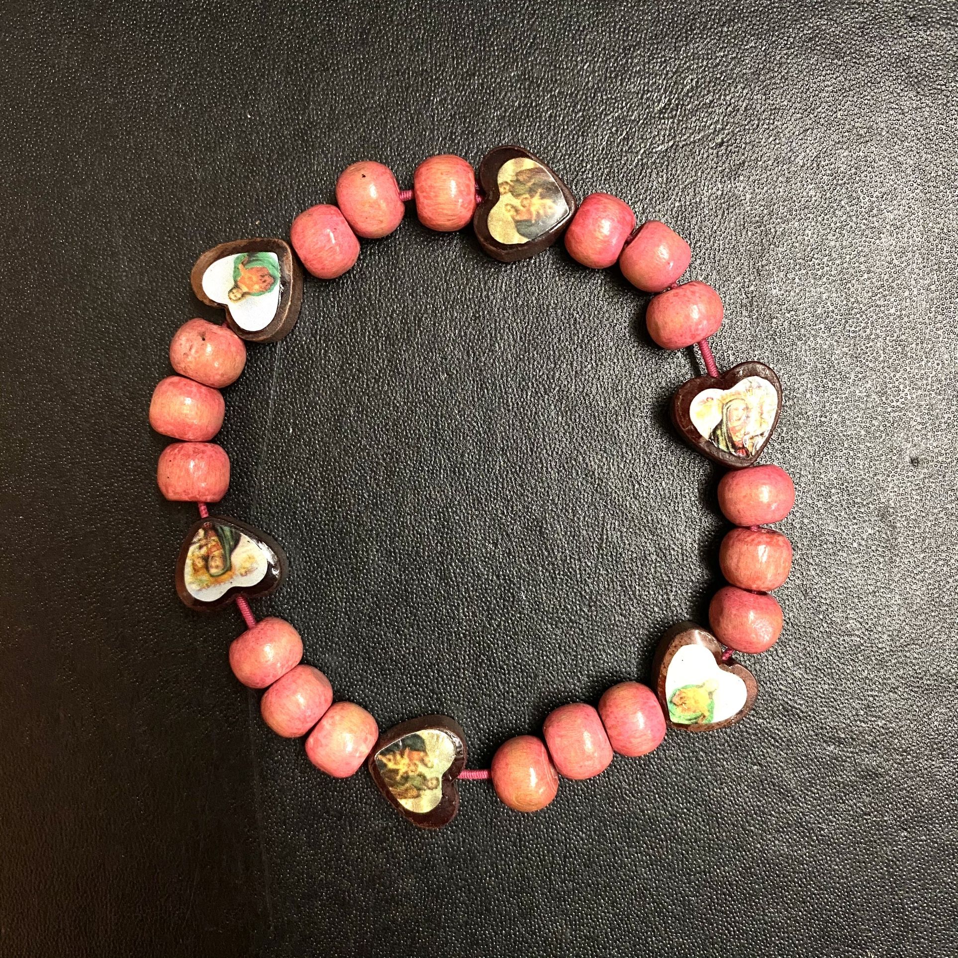 Our Lady, Joseph and Jesus Beaded Bracelet
