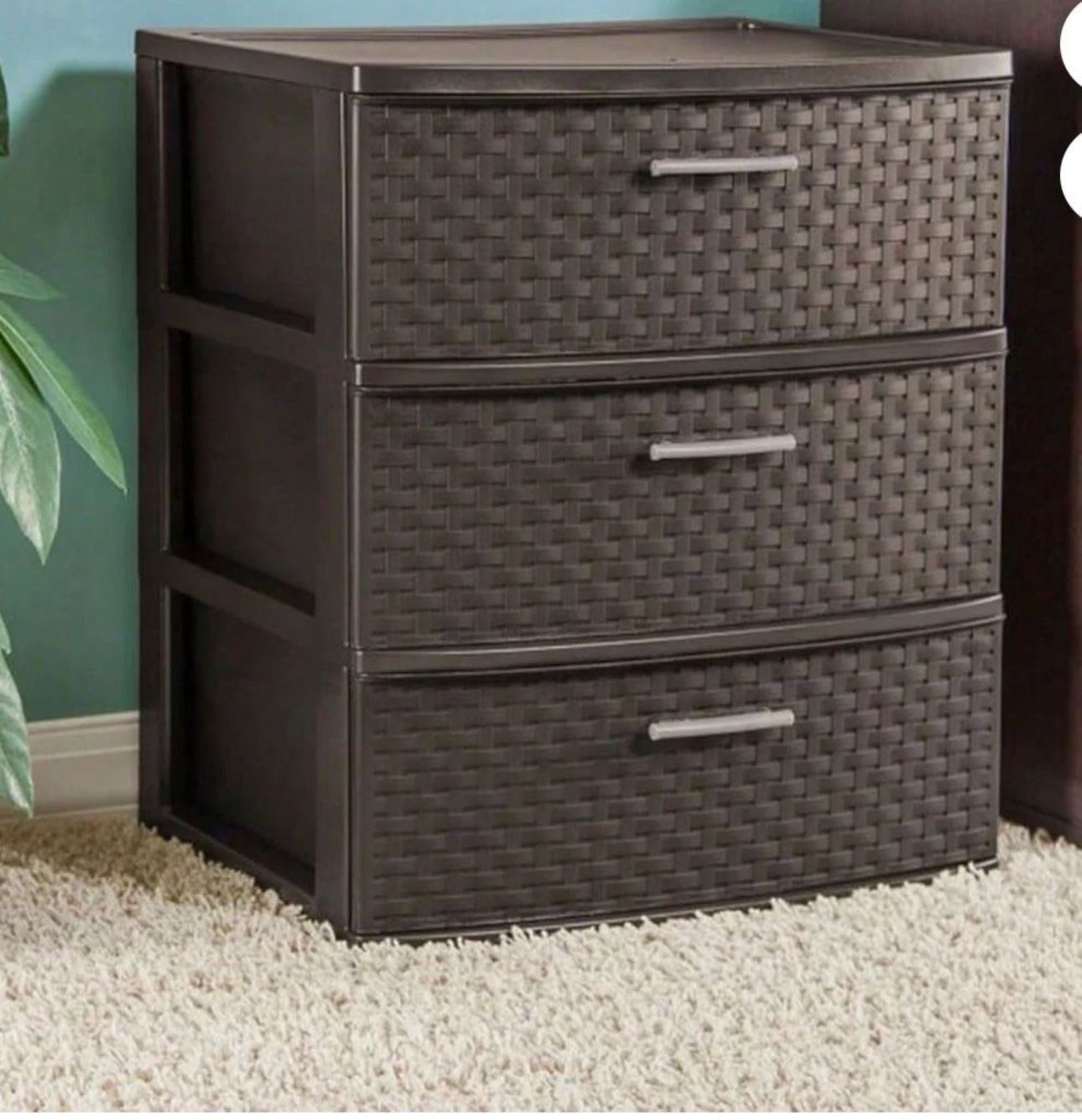 3 Drawer Wide Weave Storage Tower