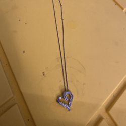 White Gold 10k Charm With Diamonds And Silver Chain