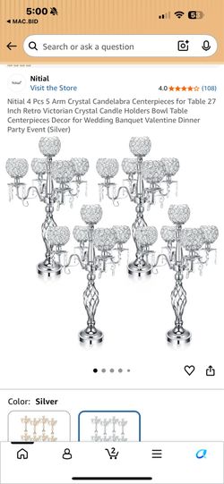 Crystal Candelabra’s Centerpieces 4pcs