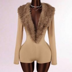 Fur Collar Jumpsuit 