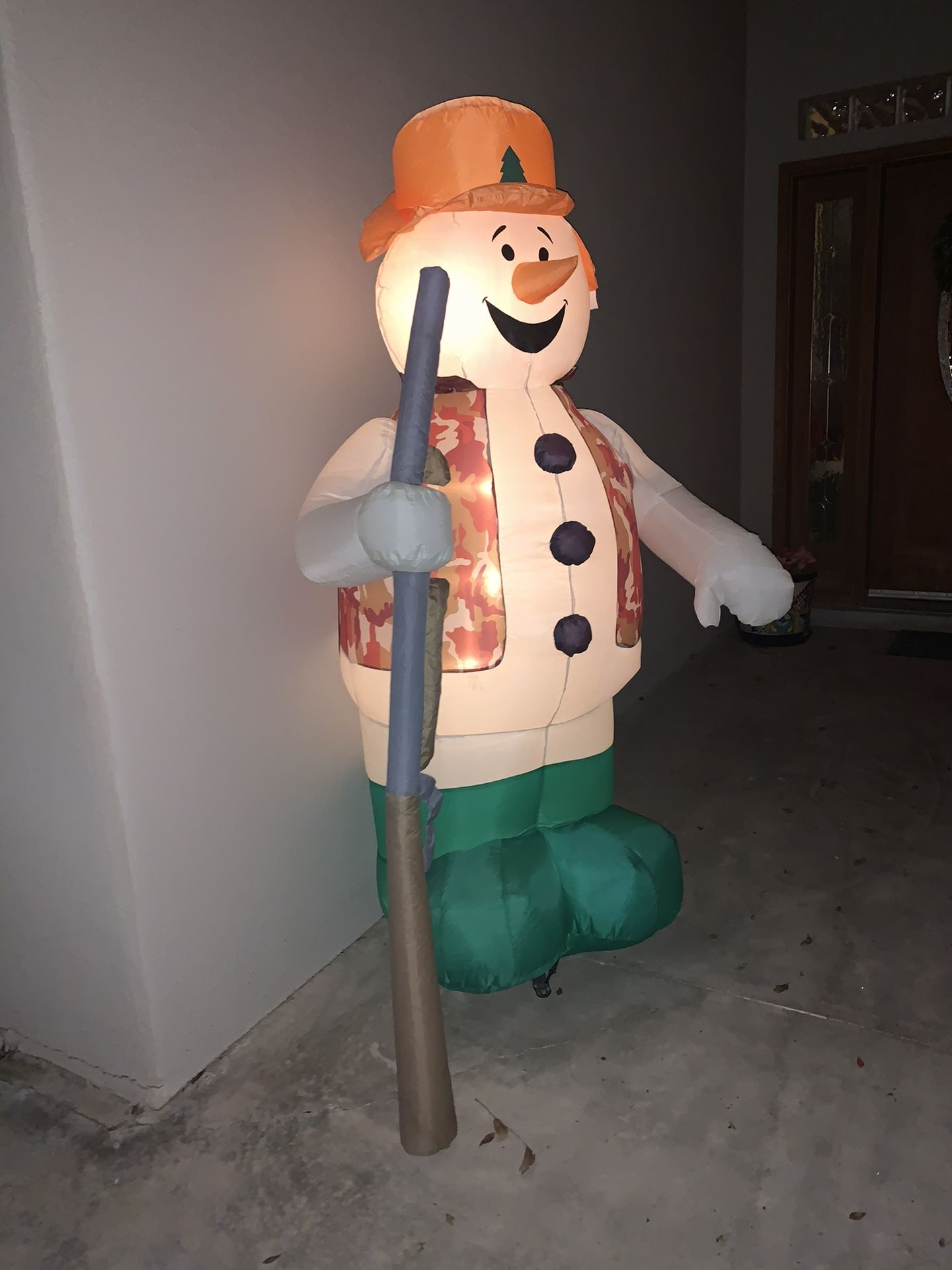 Inflatable Hunter Snowman and Reindeer